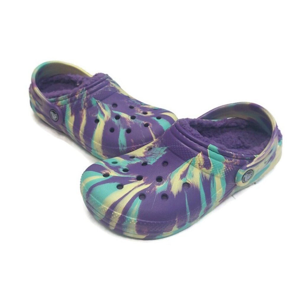 CROCS Kids Size J2 Classic Lined Marbled Clog K Lightweight Slip On Clogs Shoes - Picture 4 of 8